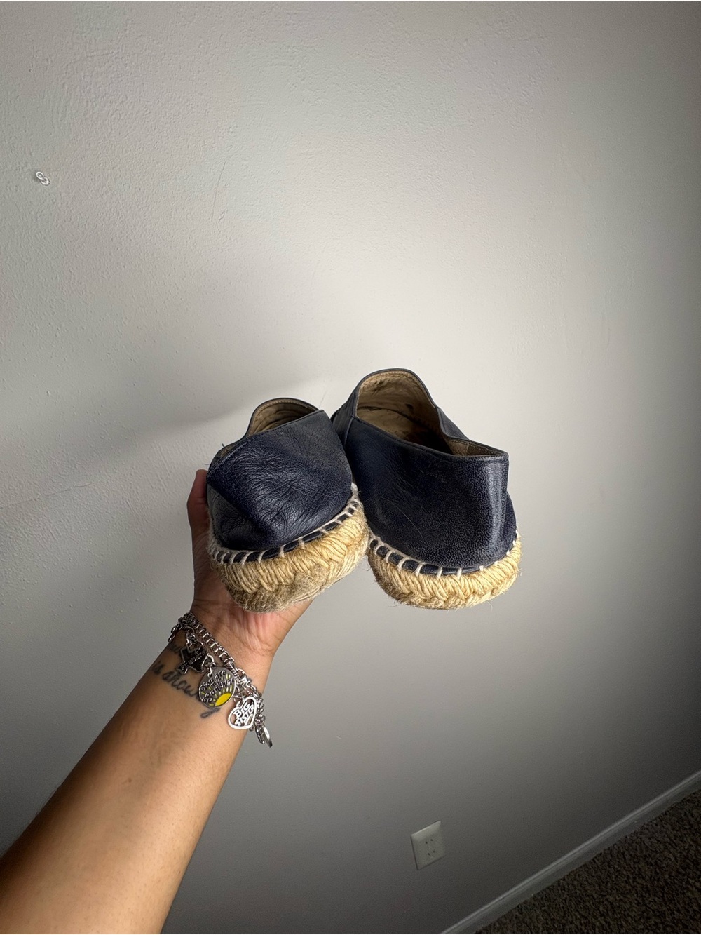 CHANEL Navy Leather Espadrille Flats - Picture 3 of 3